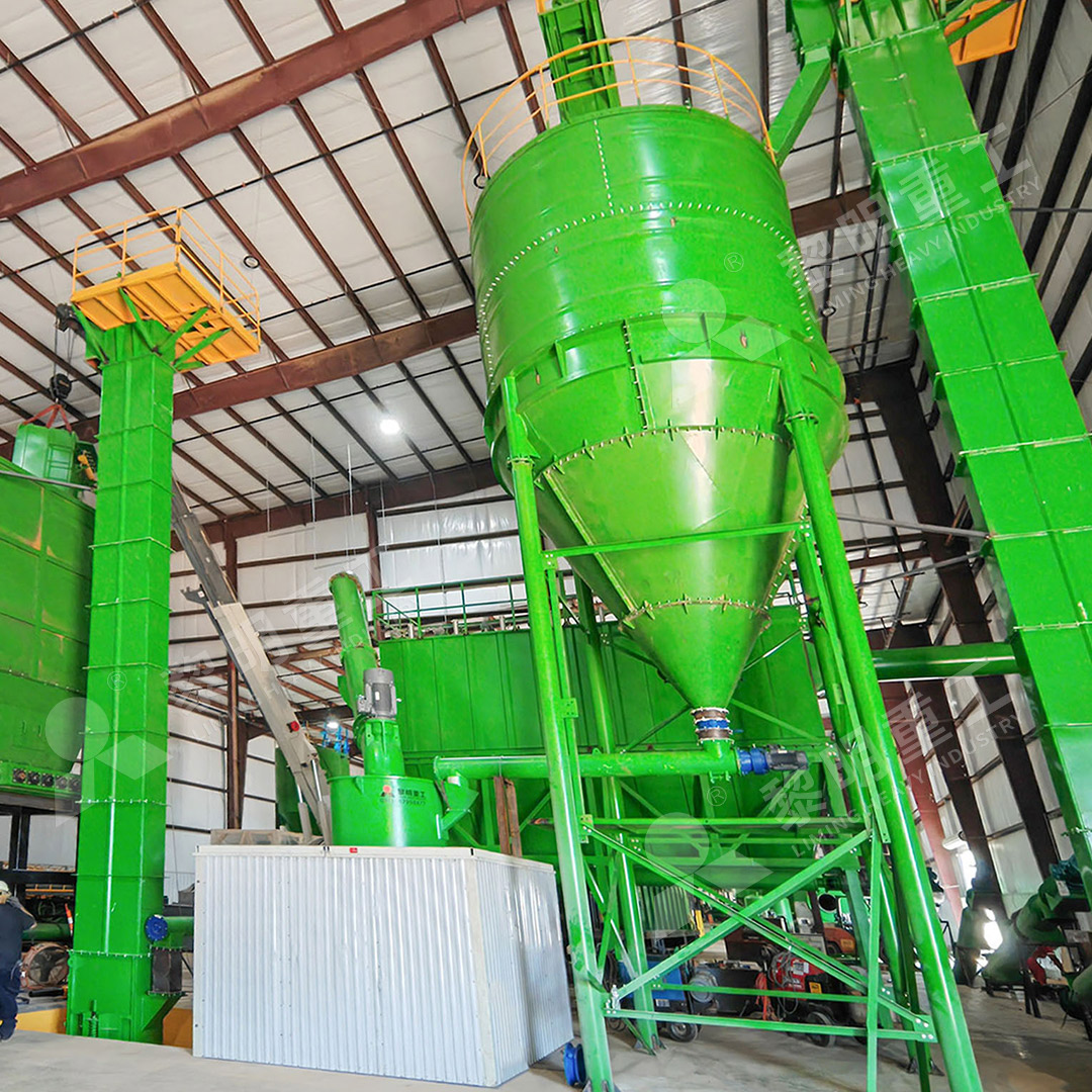 MW Ultrafine Grinding Mill showing the grinding chamber, roller assembly, and pulse dust collector in an industrial setting